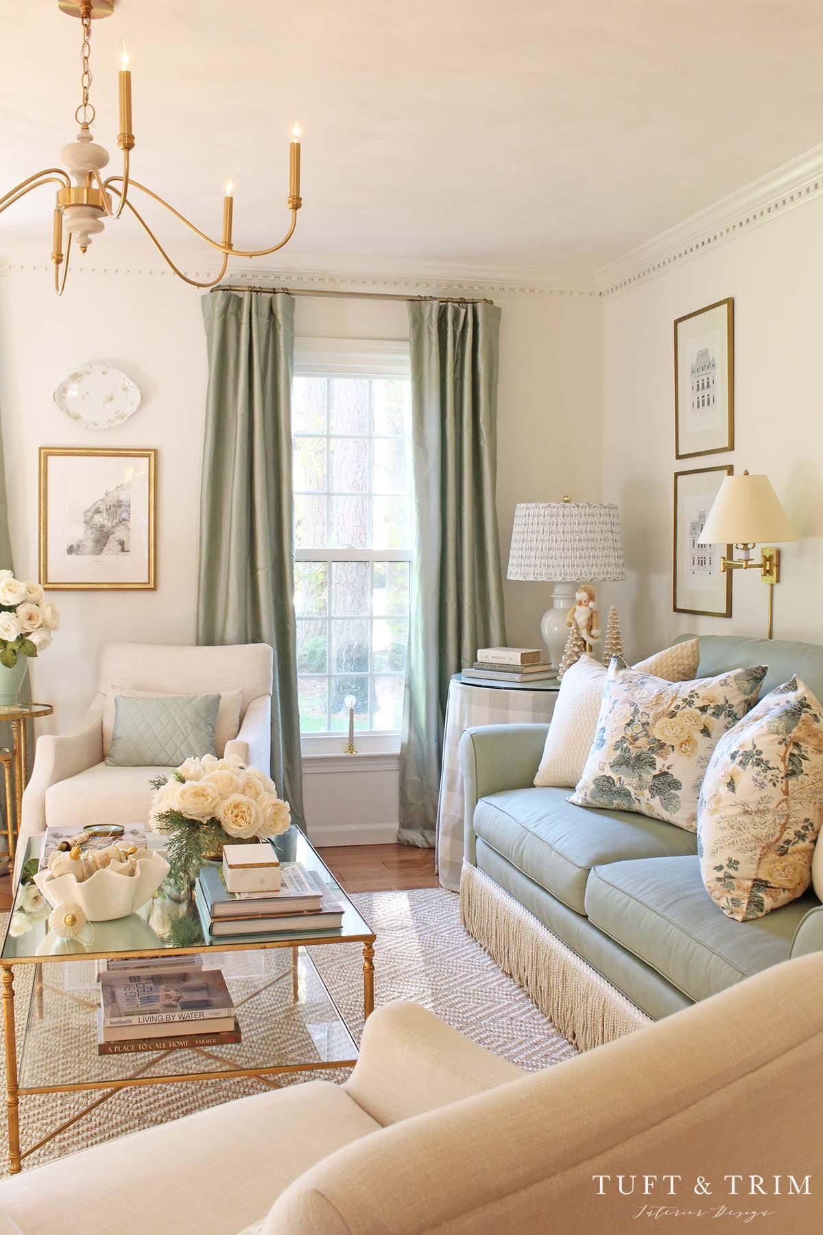 DIY fringe sofa using double sided tape and trim