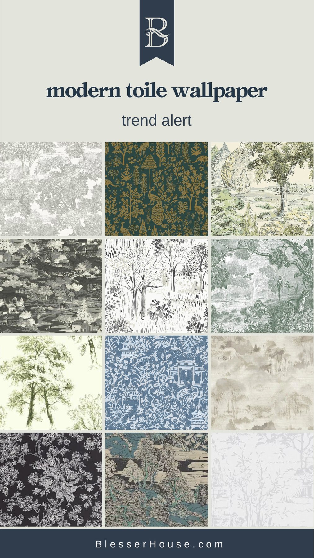 trending modern toile wallpapers