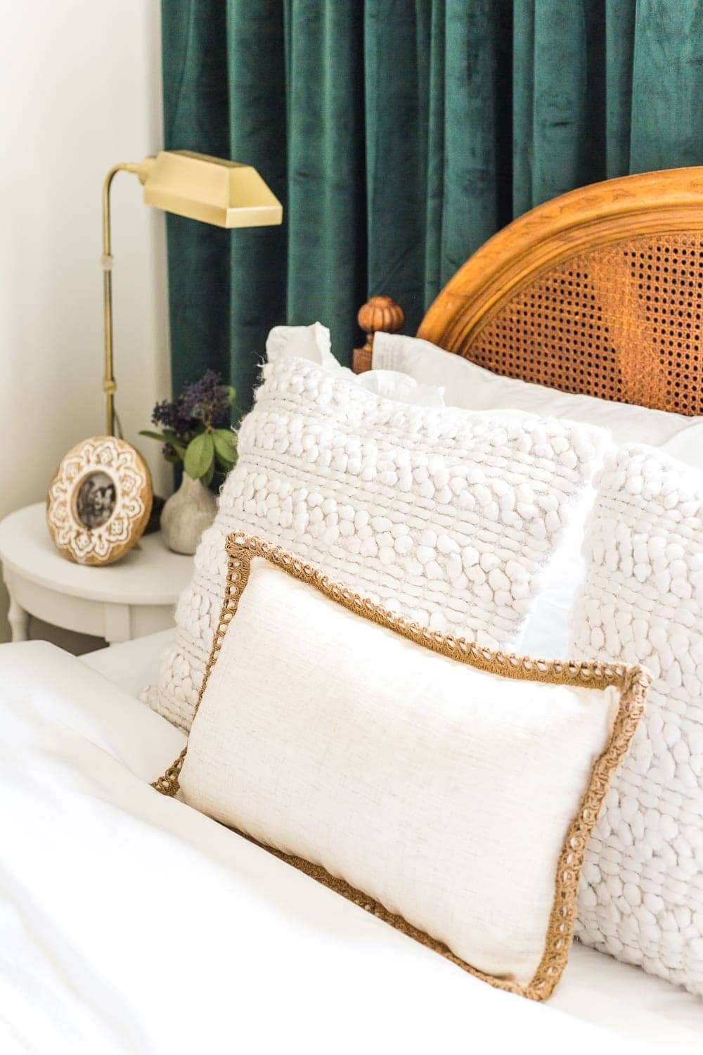 Vintage chic statement art in a guest bedroom