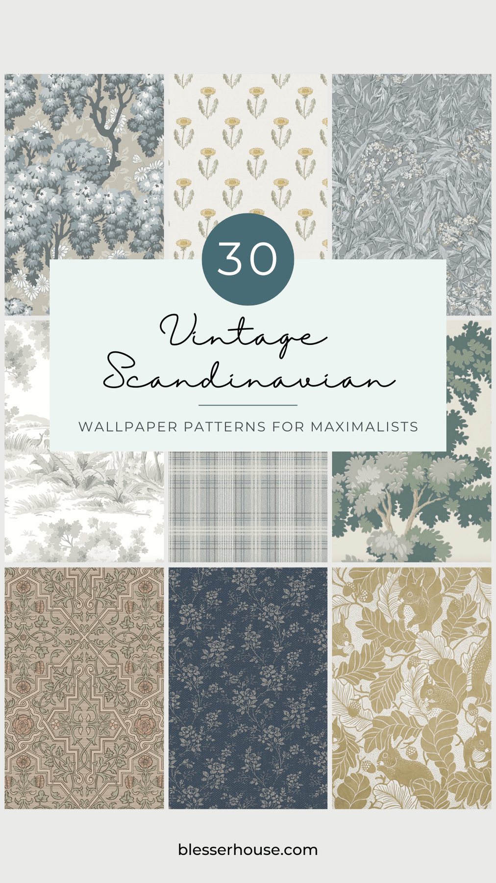 Scandinavian vintage wallpaper patterns for maximalist decor lovers