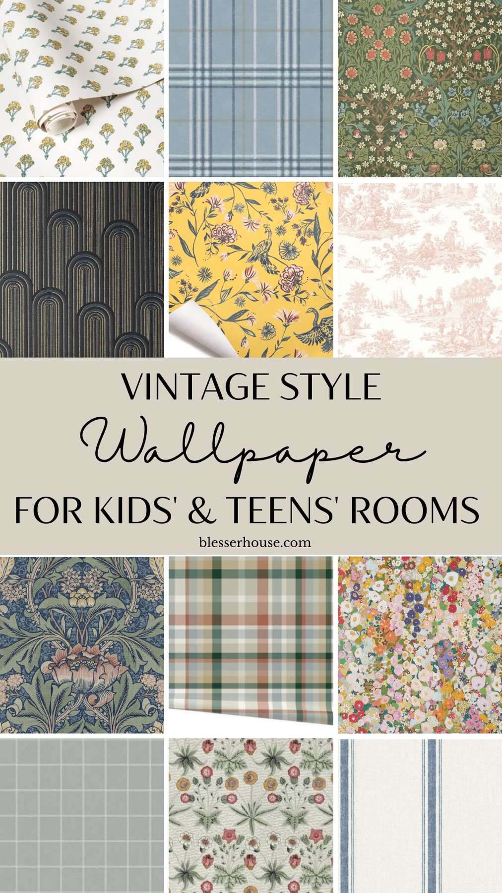 vintage style wallpaper teenage bedroom kids playroom