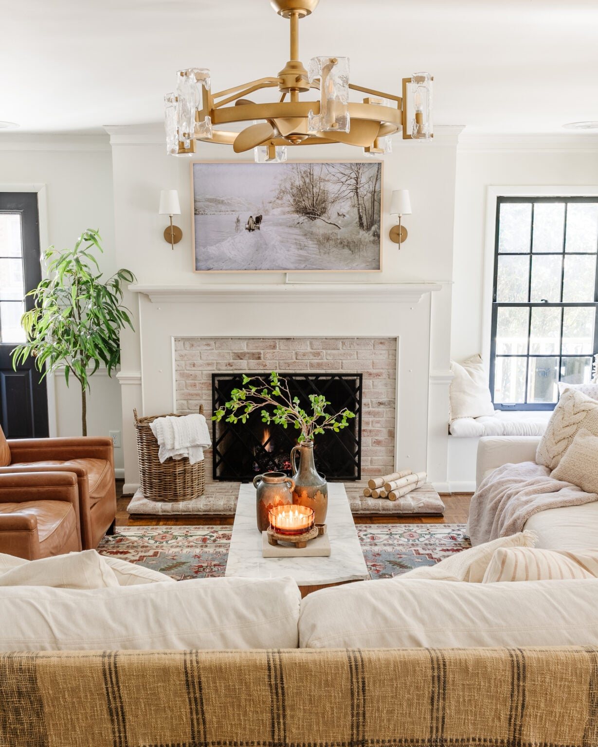 winter decor in a living room