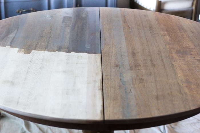 Weathered Oak Dining Table Makeover | unigumushane.com - A thrifted banged up dining table gets a simple weathered oak finish for a high-end designer look. This tutorial is so easy!