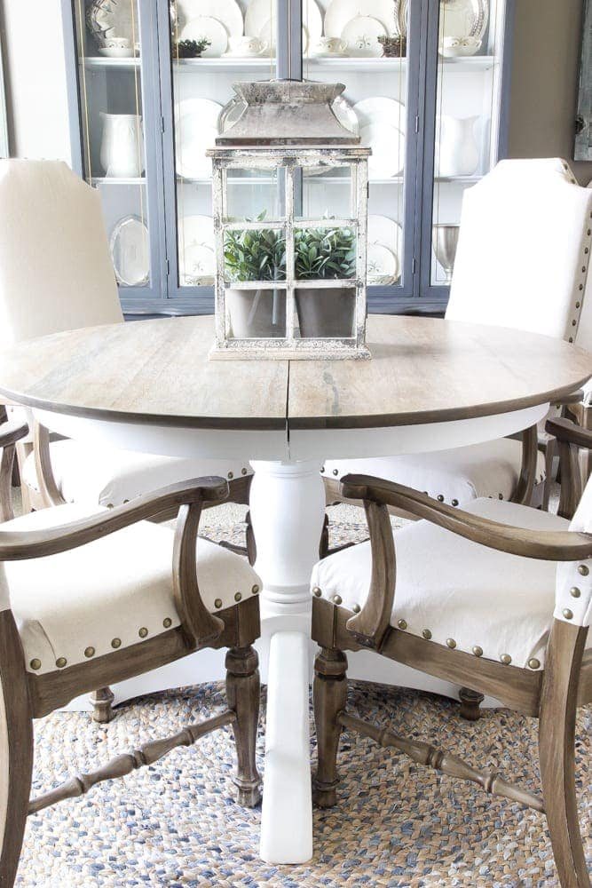 Weathered Oak Dining Table Makeover | unigumushane.com - A thrifted banged up dining table gets a simple weathered oak finish for a high-end designer look. This tutorial is so easy!