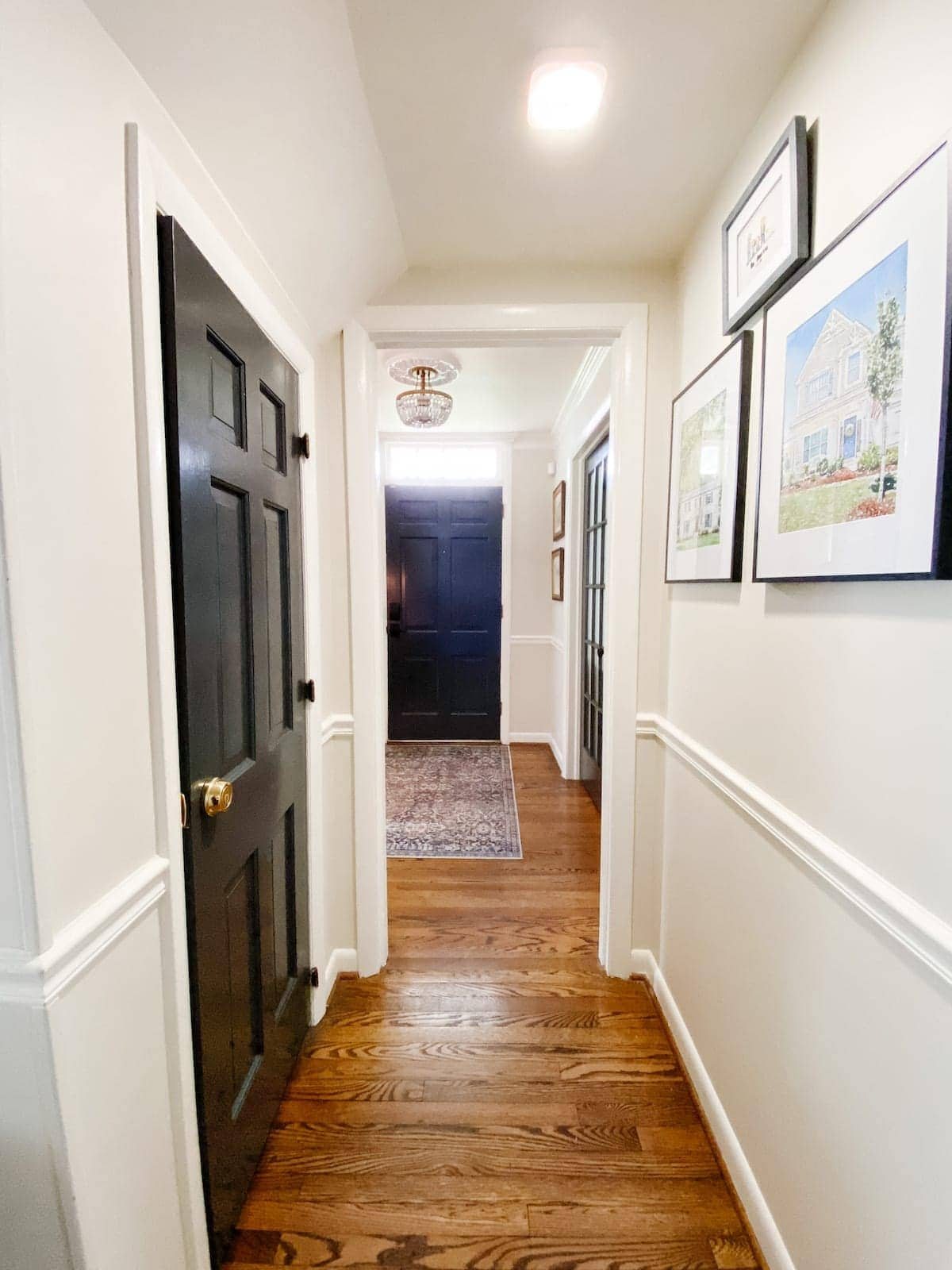 Motion sensor battery operated lights in a hallway for closet access