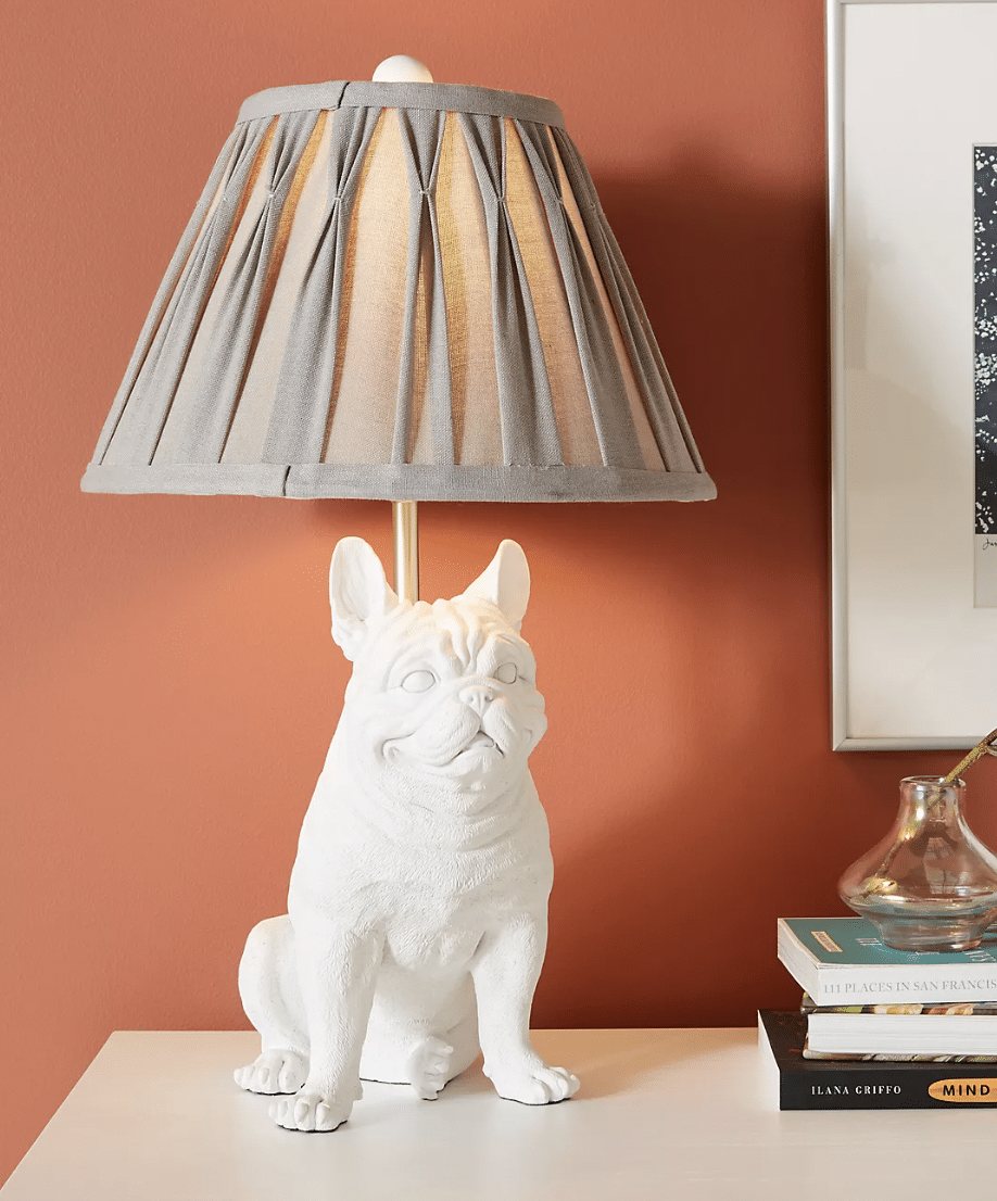 frenchie bulldog lamp with pleated shade