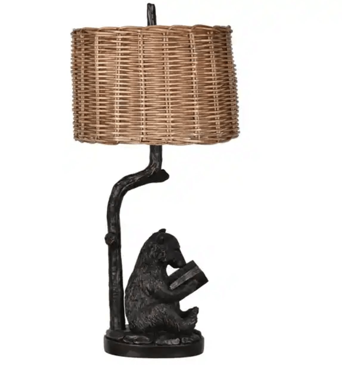 bear lamp with wicker shade