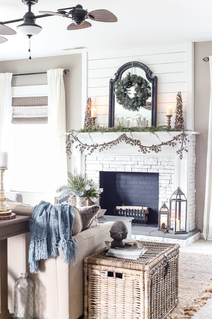 After-Christmas Winter Mantel and Living Room | unigumushane.com - A tour of an after-Christmas winter mantel and living room with thrifty ideas and creative budget decor to help bring warmth and life to your home.
