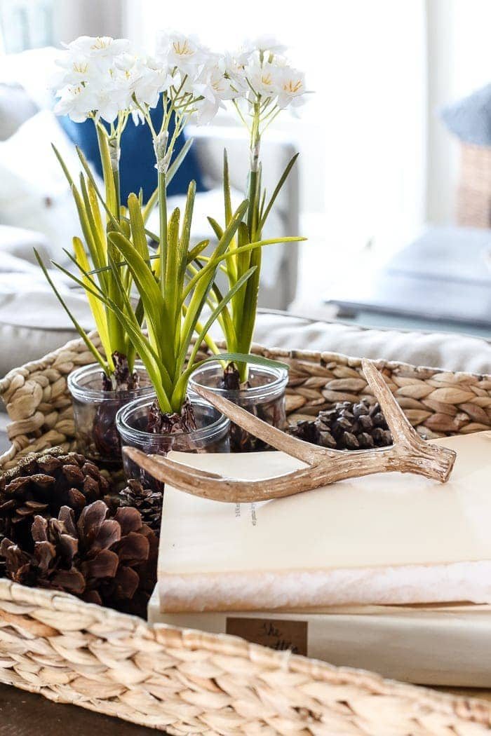 After-Christmas Winter Mantel and Living Room | unigumushane.com - A tour of an after-Christmas winter mantel and living room with thrifty ideas and creative budget decor to help bring warmth and life to your home.