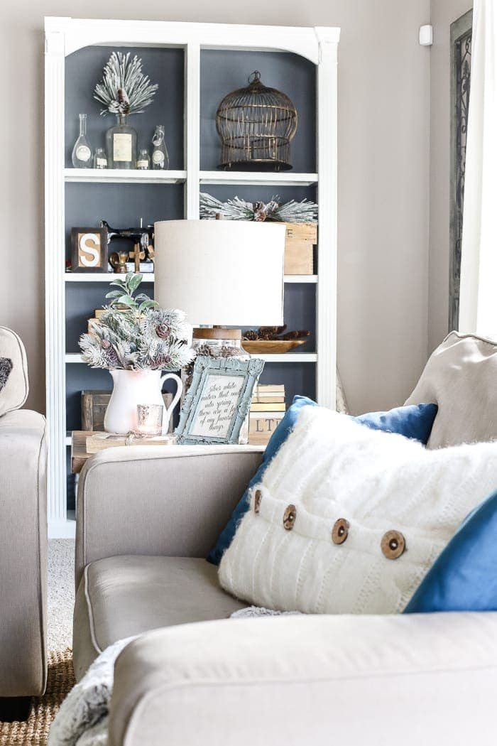 After-Christmas Winter Mantel and Living Room | unigumushane.com - A tour of an after-Christmas winter mantel and living room with thrifty ideas and creative budget decor to help bring warmth and life to your home.