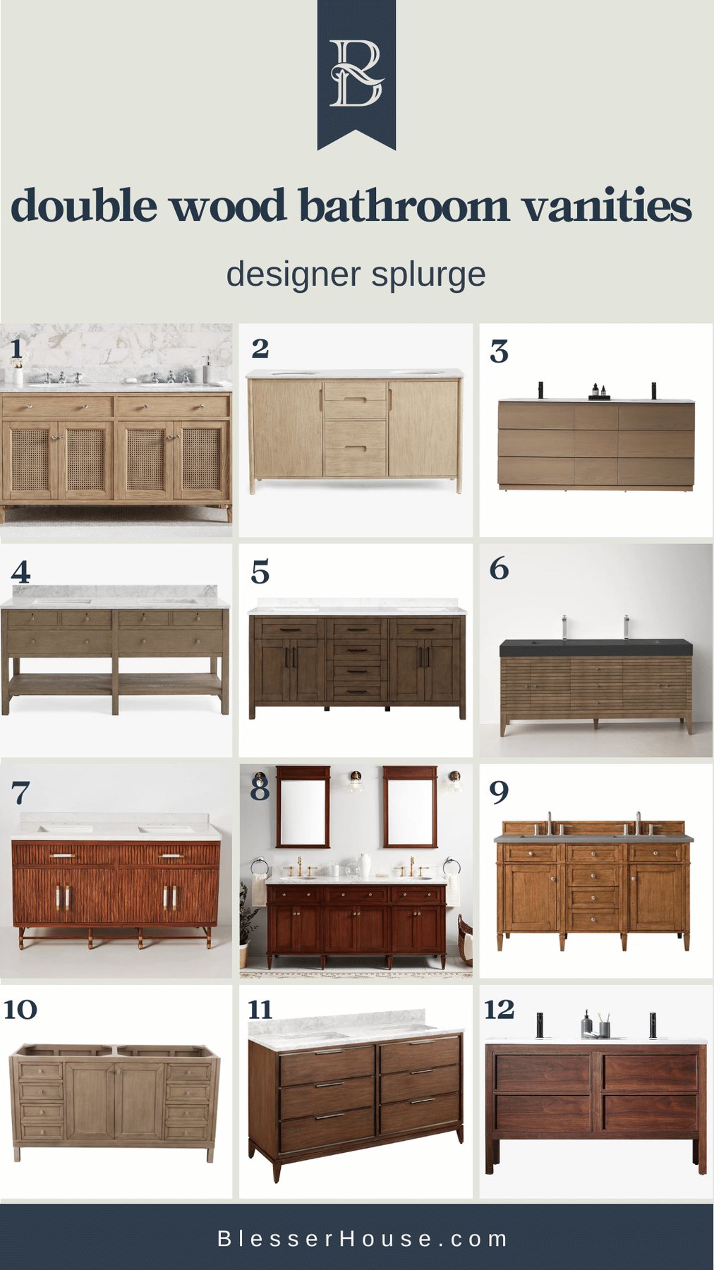 designer double wood bathroom vanities