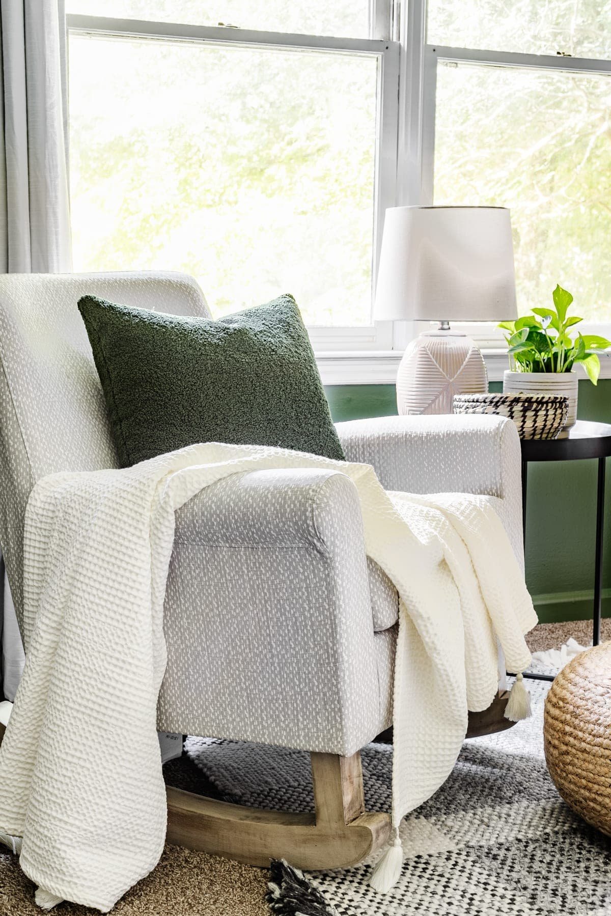 nursery rocker with side table
