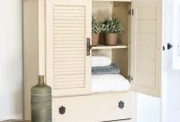 DIY Faux Antique Shutter Armoire Makeover