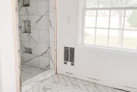 Faux Marble Herringbone Tile and Shower Renovation Update