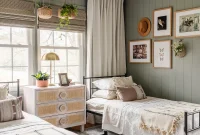 Shared Teen Girls Bedroom with Modern Cottage Style