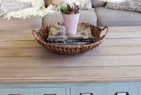 DIY Card Catalog Coffee Table with Faux Plank Top