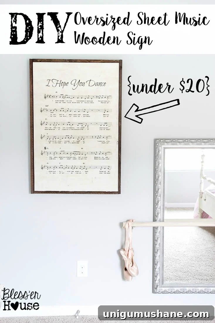 DIY Oversized Sheet Music Wall Art Tutorial 2 DIY Oversized Sheet Music Wooden Sign - RH Baby and Child KnockOff | Bless'er House