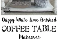 Distressed Chippy White Limewashed Coffee Table