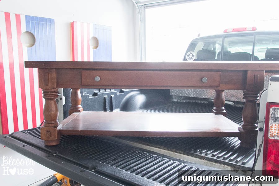 Distressed Chippy White Limewashed Coffee Table 3 Chippy White Lime Finished Coffee Table | Bless'er House - Love the lime waxed natural top!