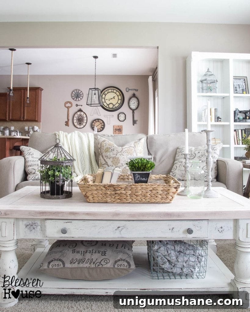Distressed Chippy White Limewashed Coffee Table 5 Chippy White Lime Finished Coffee Table | Bless'er House - Love the lime waxed natural top!
