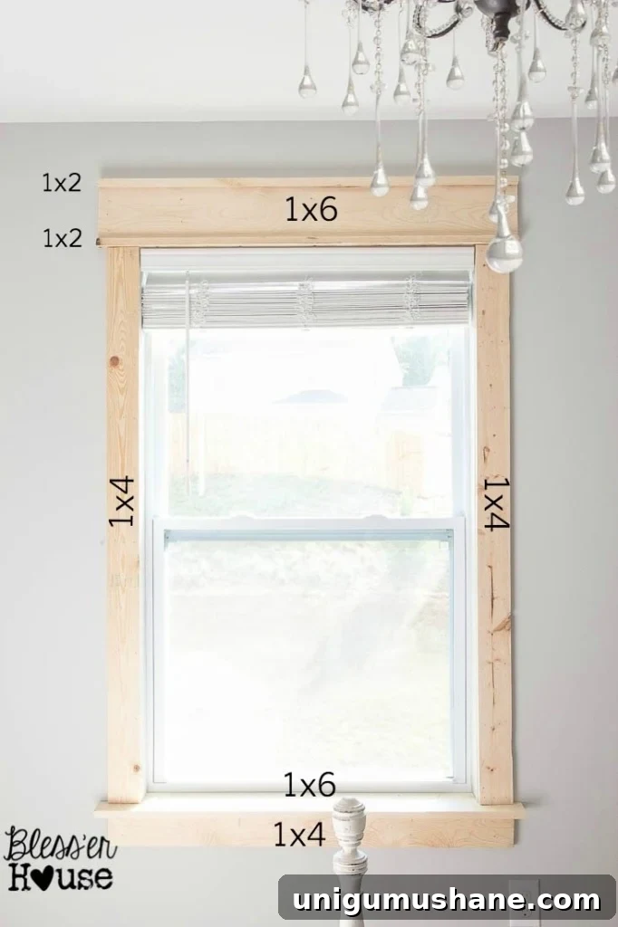 DIY Window Trim: Install Molding Without Miter Cuts 4 what lumber cuts to use around a window for Craftsman style trim