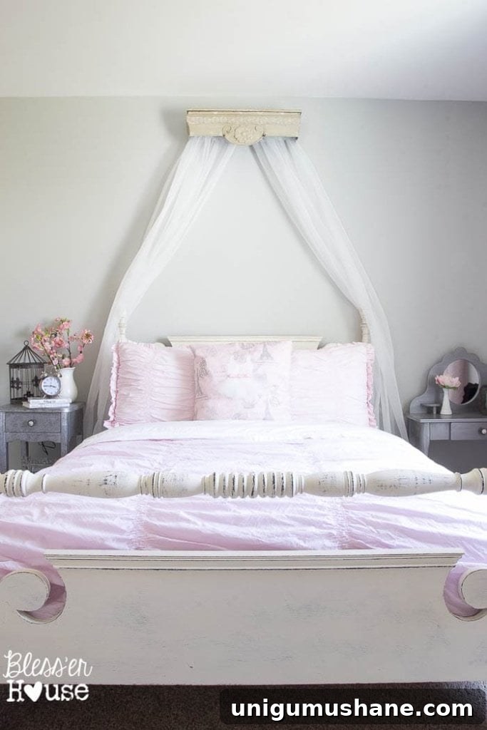 Transform a Repurposed Shelf into a Canopy Crown 6 DIY Canopy from a Repurposed Shelf | Bless'er House - This version is over $400 less than the RH Baby and Child version and looks nearly identical!