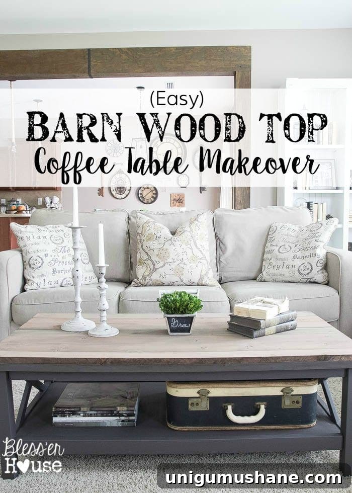 Reclaimed Barnwood Coffee Table with Rustic Farmhouse Top 8 Barn Wood Top Coffee Table Makeover