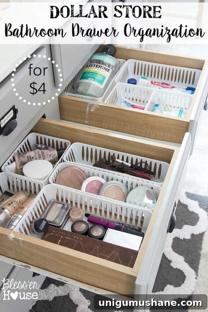Organize Bathroom Drawers with Dollar Store Finds 2 Dollar Store Bathroom Drawer Organization