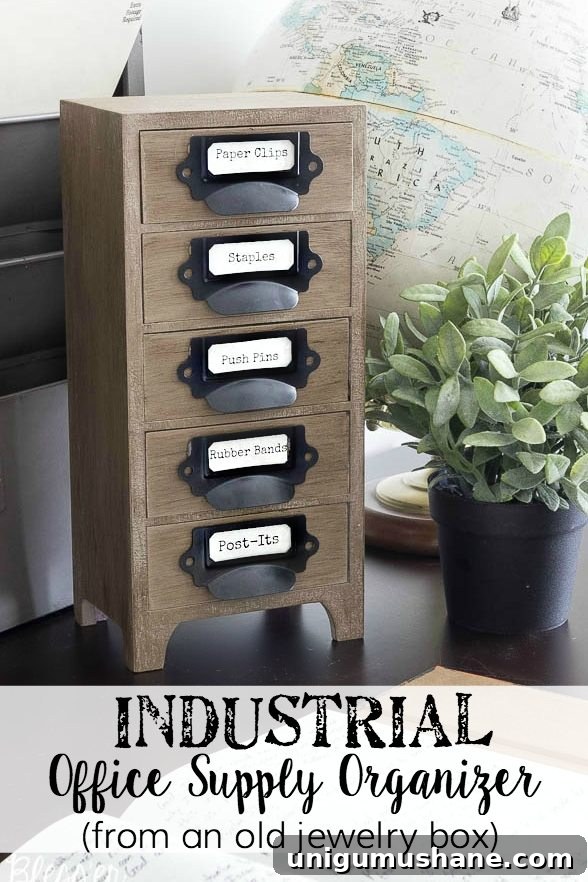 Industrial Office Organizer: Desk Supply Storage 2 Industrial Office Supply Organizer From an Old Jewelry Box | Bless'er House
