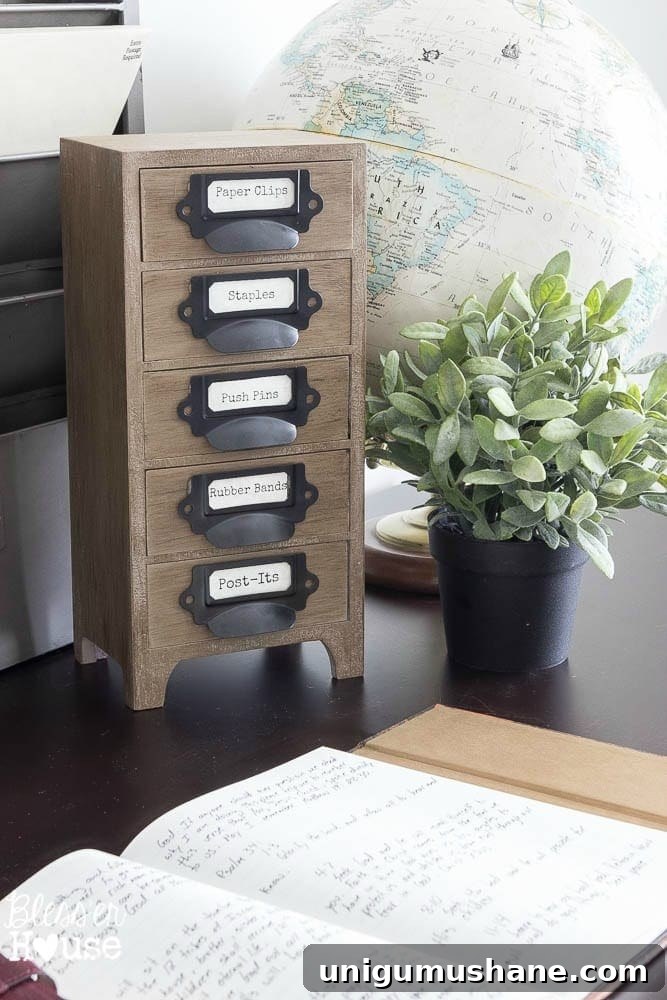 Industrial Office Organizer: Desk Supply Storage 6 Industrial Office Supply Organizer From an Old Jewelry Box | Bless'er House