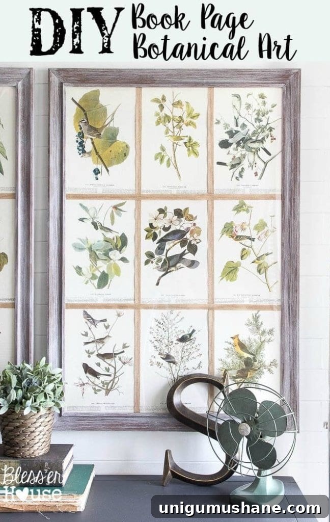 How to Create Botanical Art from Book Pages 2 DIY Book Page Botanical Art | Bless'er House - So pretty and cheap!
