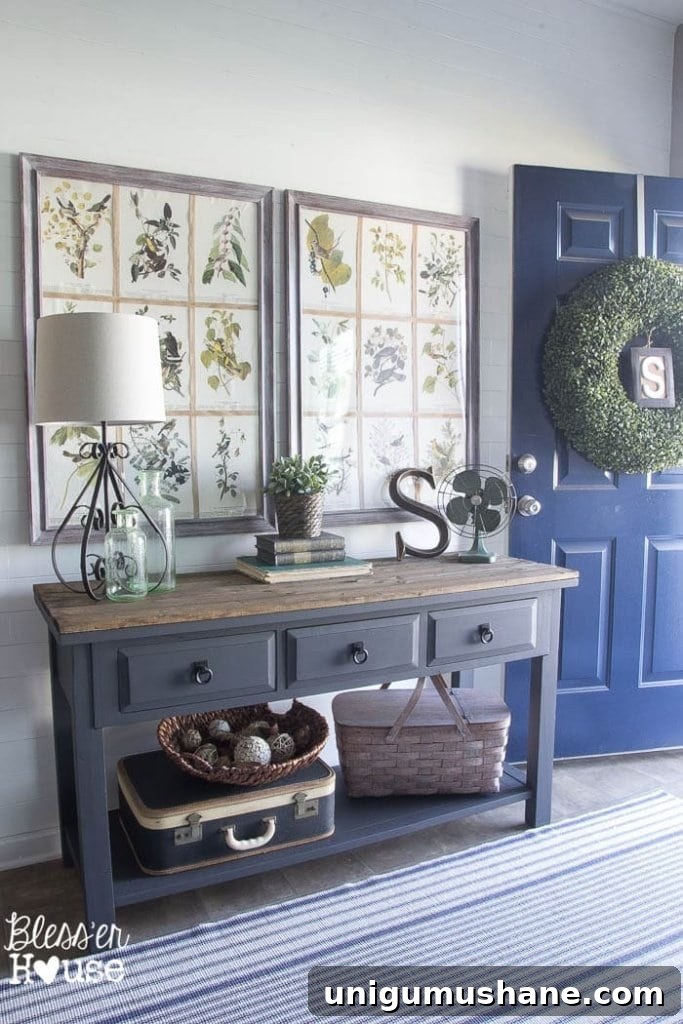 DIY Console Table Makeover: Foyer Reveal and Before After 9 Modern Farmhouse Foyer Makeover | Bless'er House