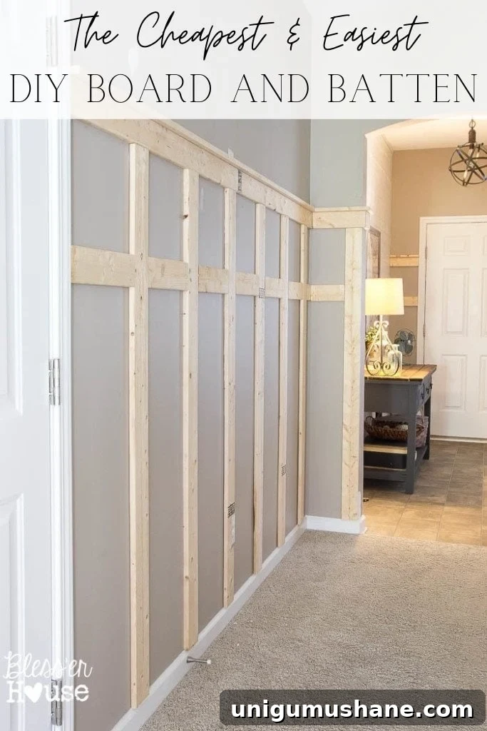 Affordable DIY Board and Batten: Step-by-Step Wall Tutorial 2 Cheapest and Easiest DIY Board and Batten - 8 simple steps to take the guess work out of building cheap board and batten to add character and timeless detail to plain walls.
