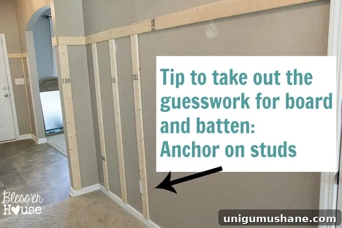Affordable DIY Board and Batten: Step-by-Step Wall Tutorial 17 anchor battens on studs