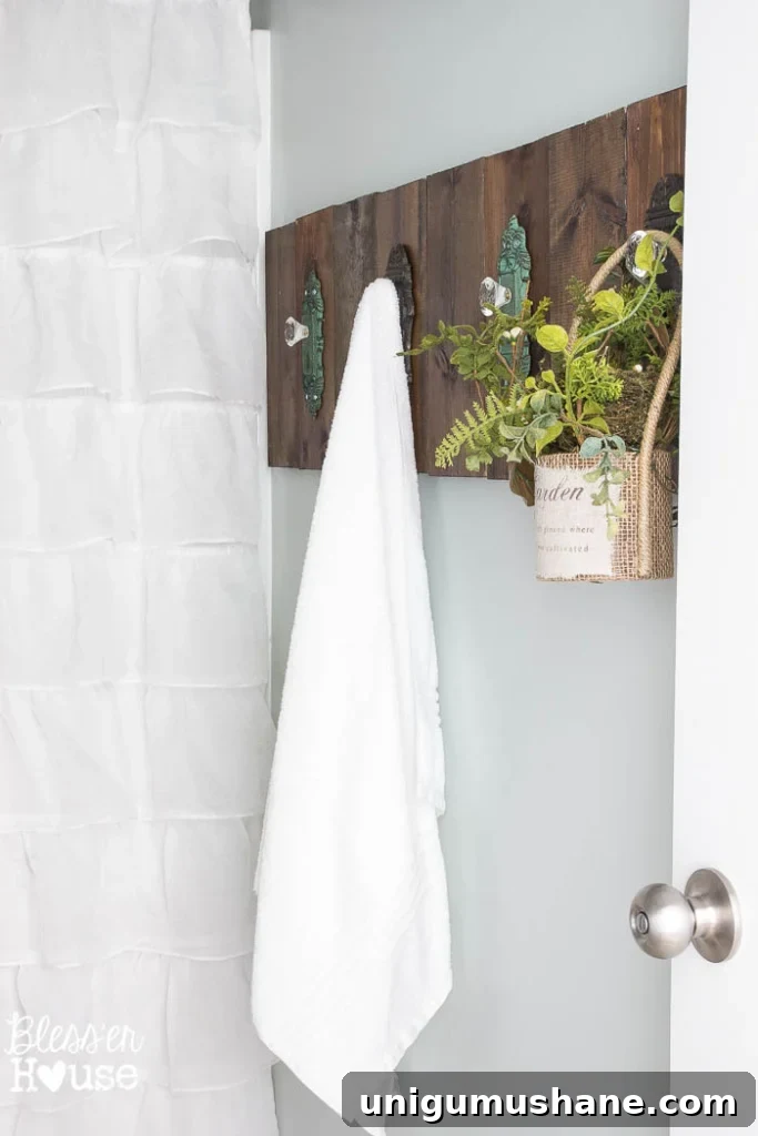 Modern Farmhouse Bathroom Remodel Reveal: Before and After 6 Modern Farmhouse Bathroom Makeover | Bless'er House - So many great ideas to create charm in a builder grade bathroom!