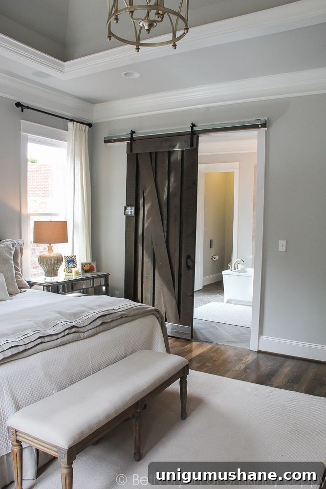 Modern Rustic Master Bedroom Design and Inspiration 8 Modern Rustic Master Bedroom Design Plan | www.blesserhouse.com | barn door