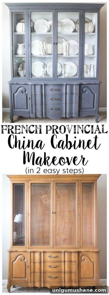 French Provincial China Cabinet Makeover in 2 Easy Steps | blesserhouse.com