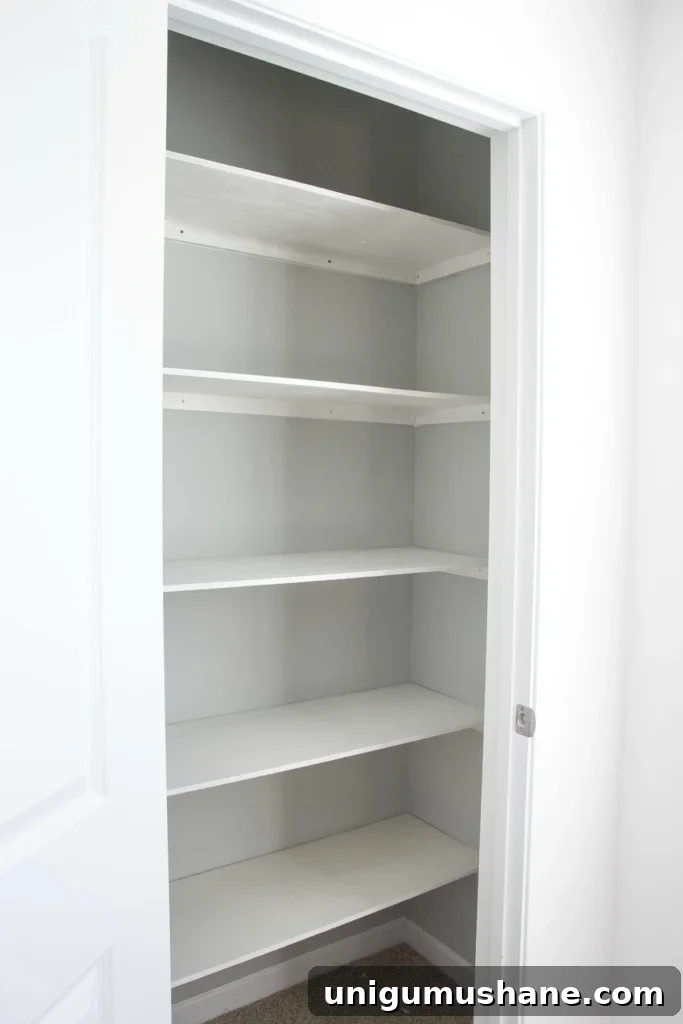 DIY Closet Shelves: Step-by-Step Build Guide 6 Basic DIY Closet Shelving | blesserhouse.com | Super awesome beginner home improvement project! And gets rid of those crappy wire shelves. Ew.