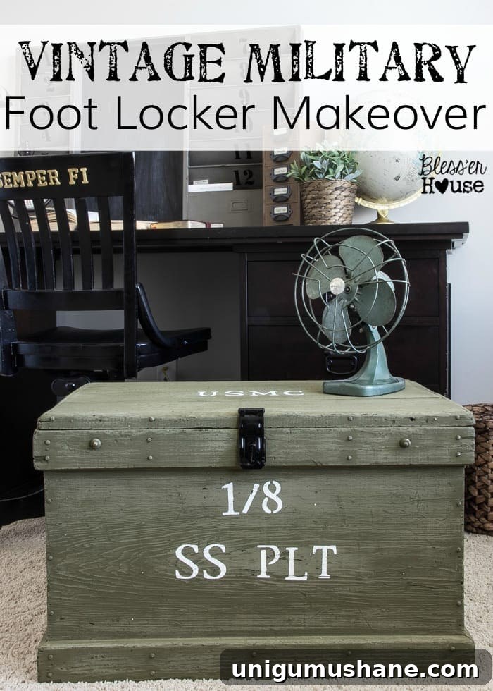 Vintage Military Foot Locker Makeover | blesserhouse.com