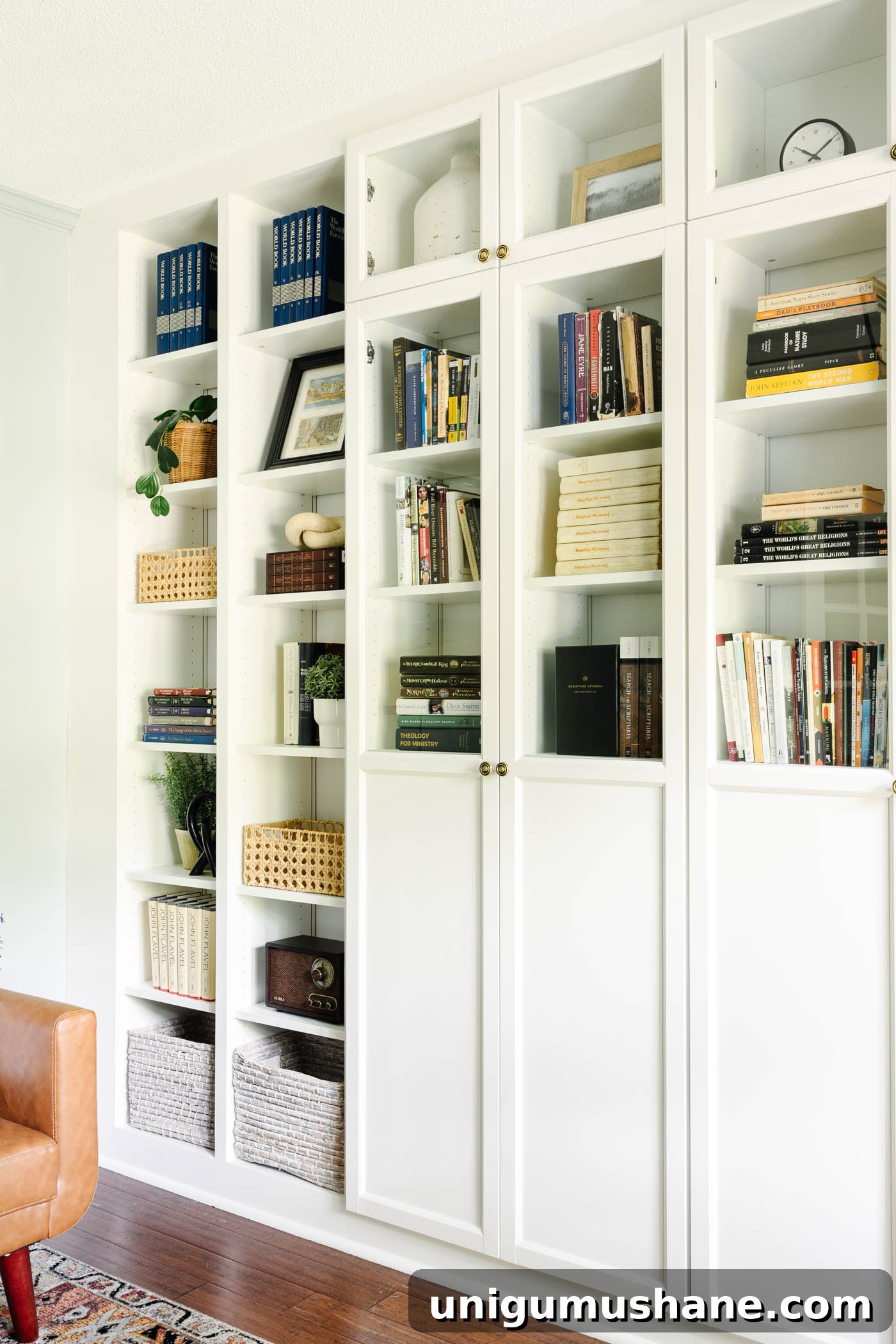 Where to Buy Furniture and Kitchen Cabinet Hardware 11 IKEA built in bookshelves with glass front doors in a home office