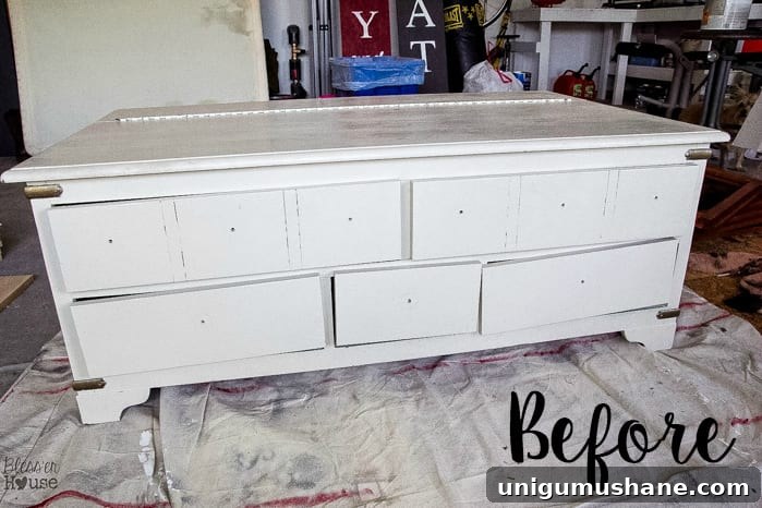 DIY Faux Planked Card Catalog Coffee Table | blesserhouse.com