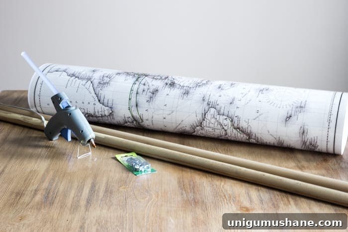 DIY Vintage Pull Down Map Tutorial for Wall Decor 3 DIY Vintage Pull Down Map | blesserhouse.com - Great cheap alternative to the real deal! So easy!