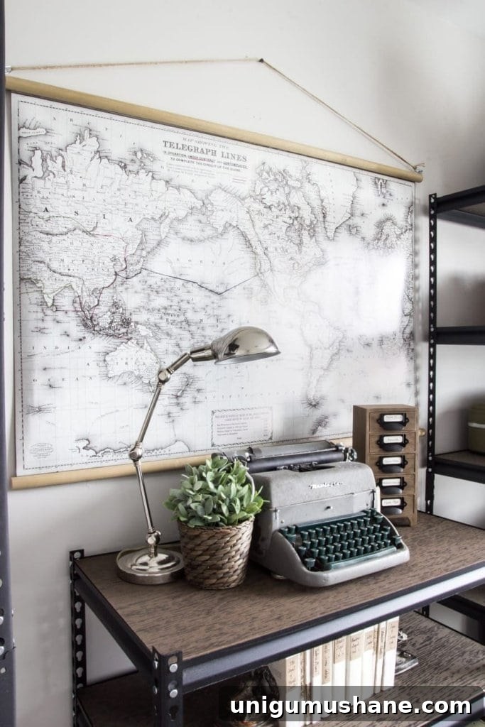DIY Vintage Pull Down Map Tutorial for Wall Decor 7 DIY Vintage Pull Down Map | blesserhouse.com - Great cheap alternative to the real deal! So easy!
