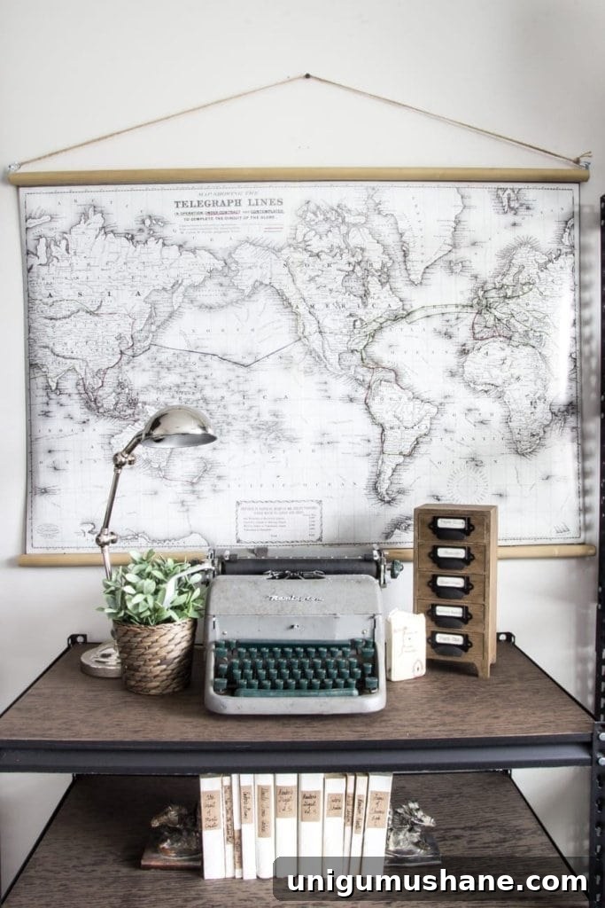 DIY Vintage Pull Down Map Tutorial for Wall Decor 8 DIY Vintage Pull Down Map | blesserhouse.com - Great cheap alternative to the real deal! So easy!