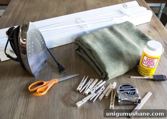 Turn Old Blinds into Burlap Roman Shades 3 DIY Burlap Roman Shades from Blinds | blesserhouse.com - A beautiful way to make pricey looking window shades for cheap!