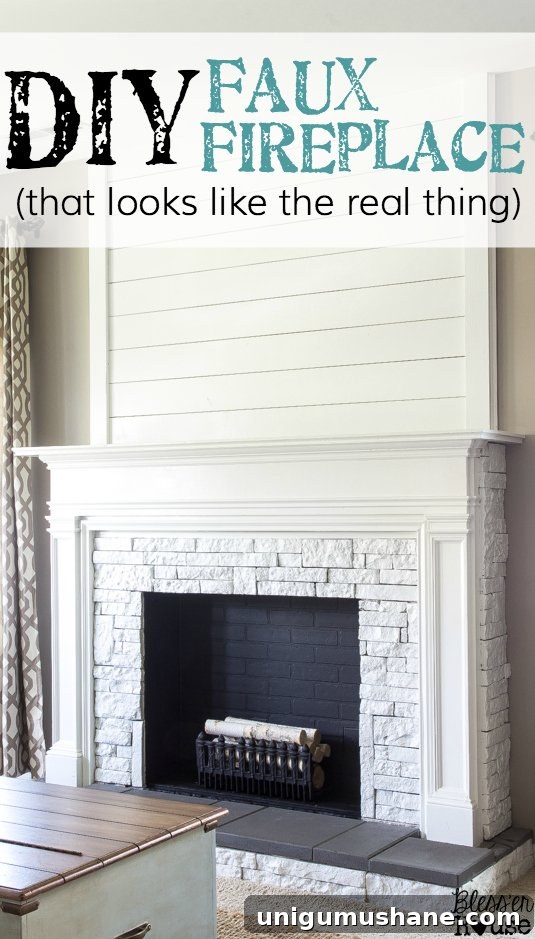 Modern DIY Faux Fireplace Makeover 16 DIY Faux Fireplace Updated | blesserhouse.com - This fireplace looks so real and it cost about $600 to build!