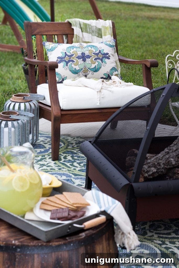 Small Patio Decorating Ideas to Maximize Space 12 How to Decorate a Small Patio | blesserhouse.com - Utilize a small patio space with chairs at each corner and a fire pit in the middle for function and entertainment. Add outdoor string lights for a cozy ambience.