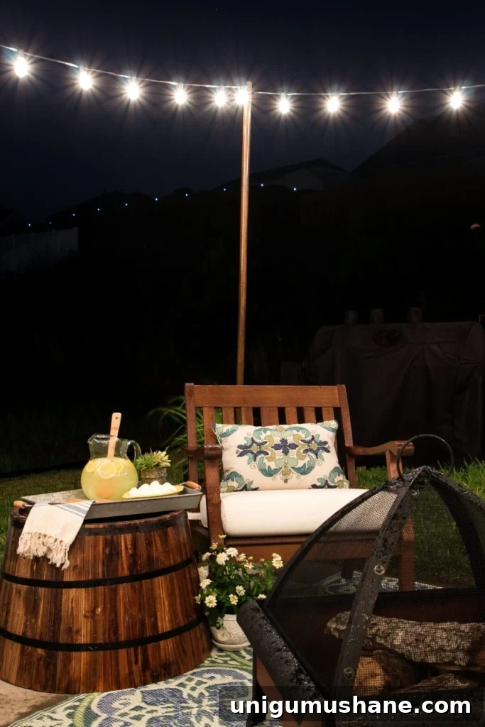 Small Patio Decorating Ideas to Maximize Space 16 How to Decorate a Small Patio | blesserhouse.com - Utilize a small patio space with chairs at each corner and a fire pit in the middle for function and entertainment. Add outdoor string lights for a cozy ambience.