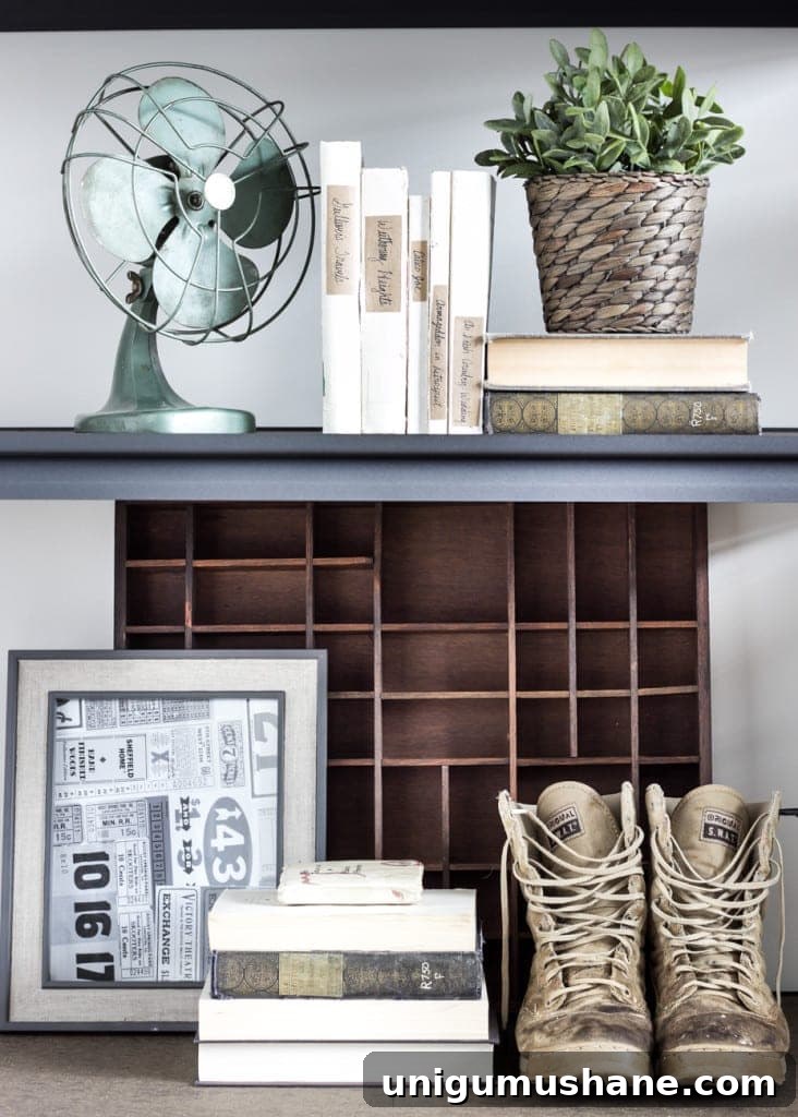Inside the Military-Industrial Office: Exclusive Look 6 Industrial Military Office Reveal | blesserhouse.com - An masculine office makeover using lots of DIYs and thrift finds. Awesome space for a veteran!
