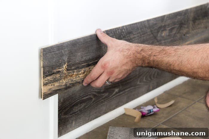 How to Build a Reclaimed Wood Home Bar 6 DIY Reclaimed Wood Bar | blesserhouse.com - A quick and easy tutorial to get a rustic reclaimed look on a kitchen bar with Stikwood.
